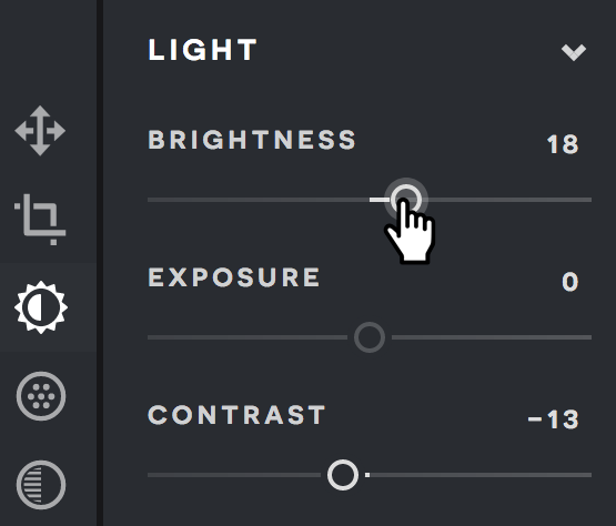 A screenshot of the Pixlr X Adjust menu.
