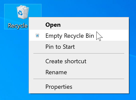 emptying the recycle bin