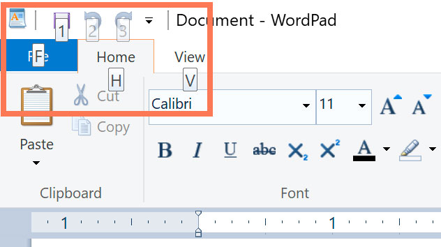 alt key to navigate menus