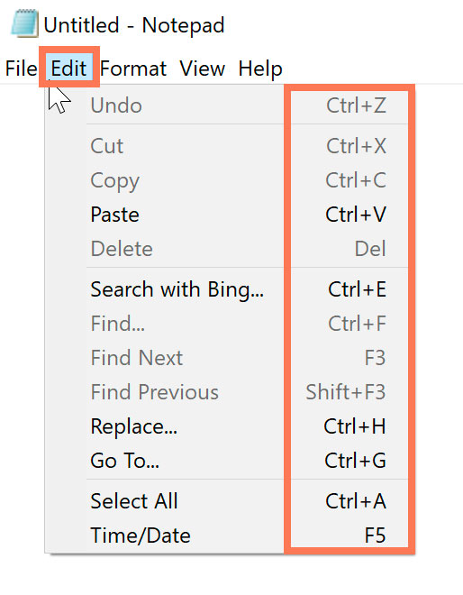 keyboard shortcut for paste comand