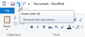 Undo button in WordPad