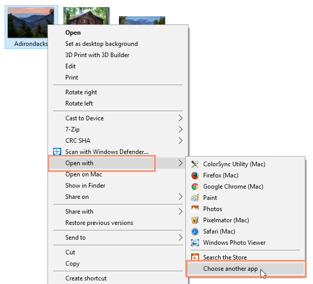 how to set default app for jpg files in windows 7