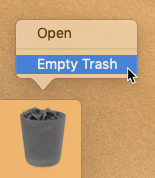 screenshot of emptying the trash