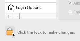 screenshot of the lock icon in the Users & Groups menu