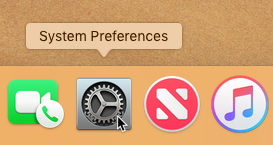 screenshot of the System Preferences in the Dock