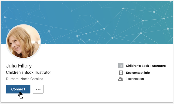 LinkedIn profile showing how to connect with a user.