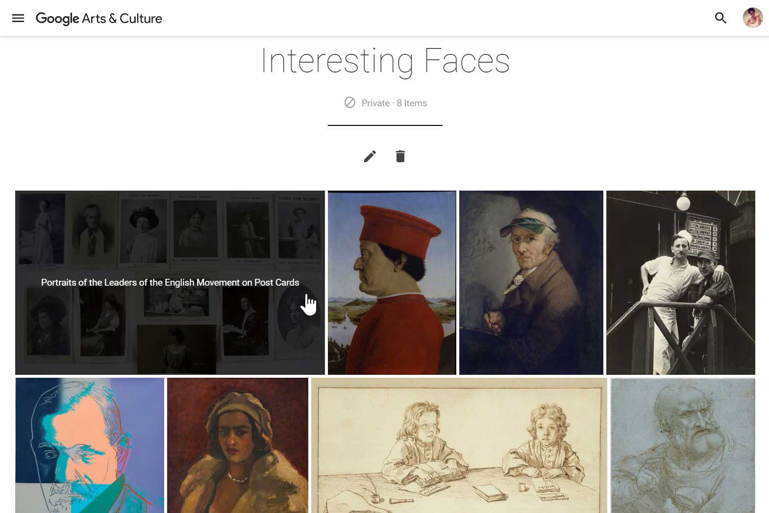 Google Art Projects сүйүктүүлөр галереясы