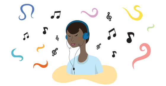 person listening to music