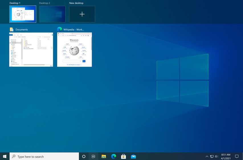 using the Task View feature on Windows 10