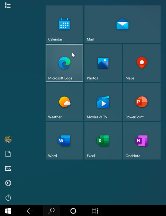 opening an application in Tablet mode
