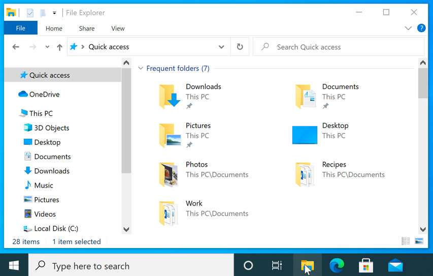 opening the File Explorer