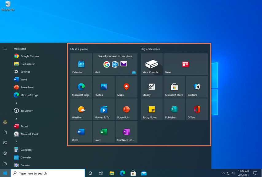 windows 10 start menu customize tool