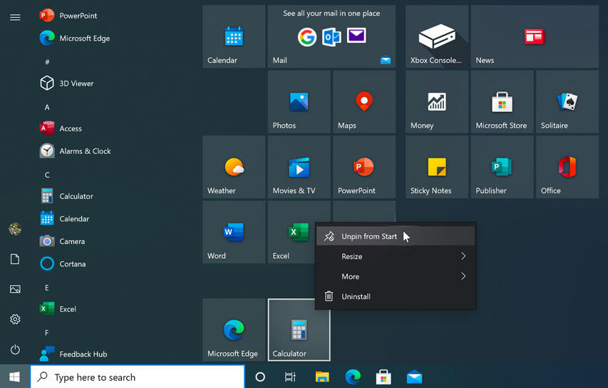 mdt customize windows 10 start menu