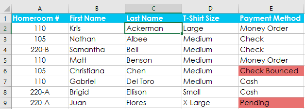 excel sorting data