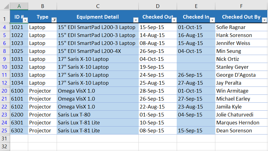 Worksheet sekarang disaring