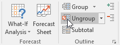 Tombol Ungroup pada tab Data