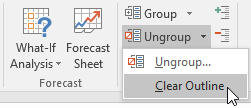 Clear Outline pada menu Ungroup pada tab Data