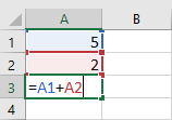 Formuła w programie Excel przy użyciu odwołań do komórek