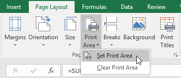 تعيين نطاق الطباعة Set Print Area