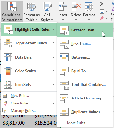 conditional formatting excel 2016