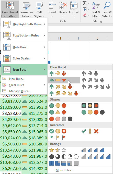 Preset pada menu Conditional Formatting