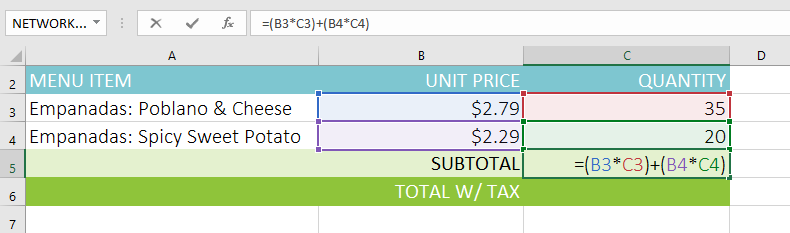 Formula dengan kurung