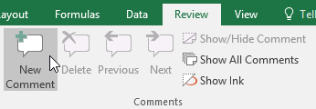 Clicking the New Comment command