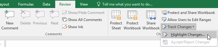 track changes on excel