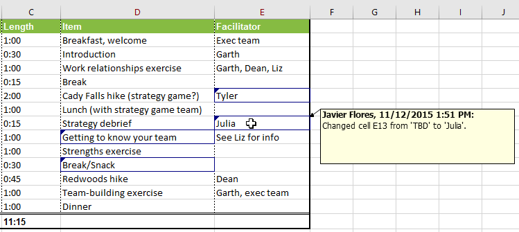 track changes on excel