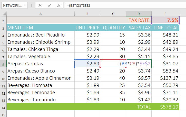 absolute and relative cell reference excel