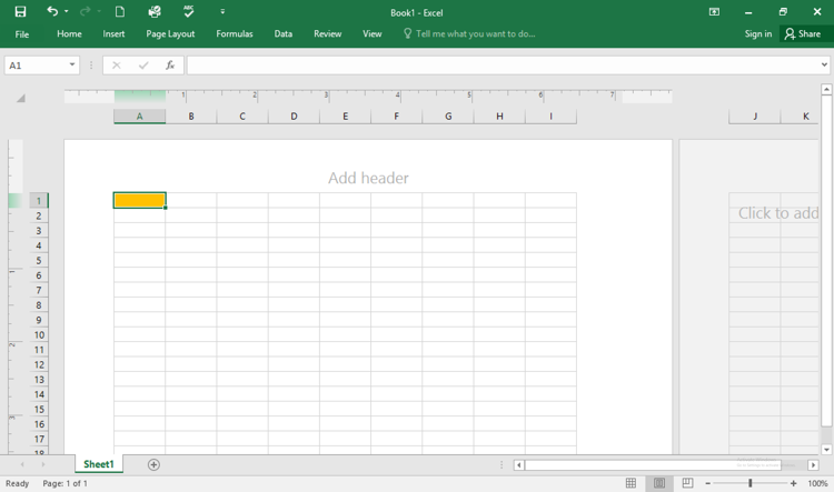 Microsoft Excel 2016 Interface