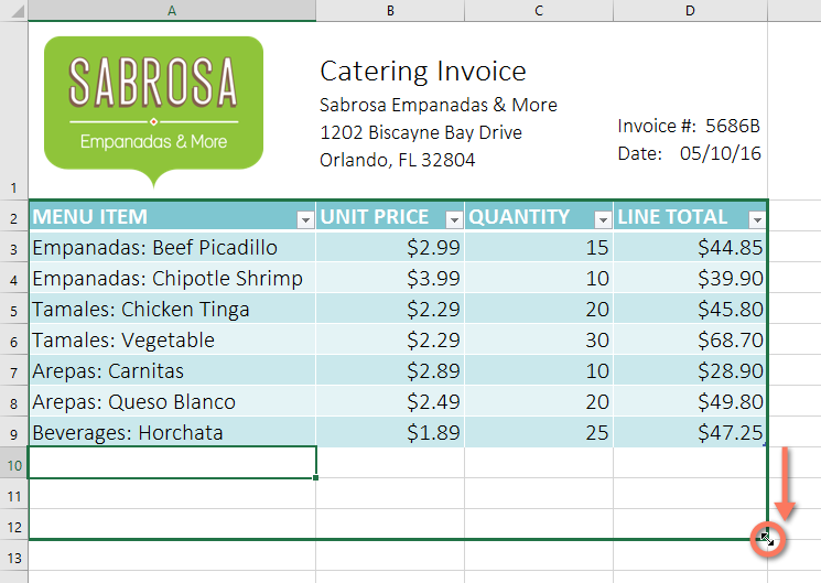 Table rows add. Legend Set Table excel.