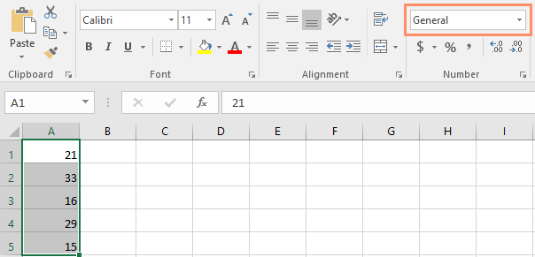 The Number Format menu