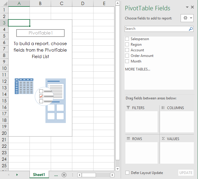 PivotTable فارغة 