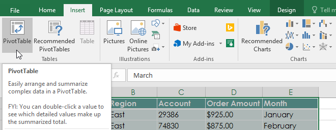 أمر PivotTable