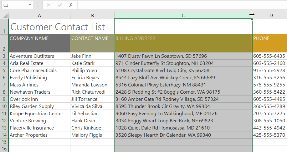 Excel 16 Modifying Columns Rows And Cells