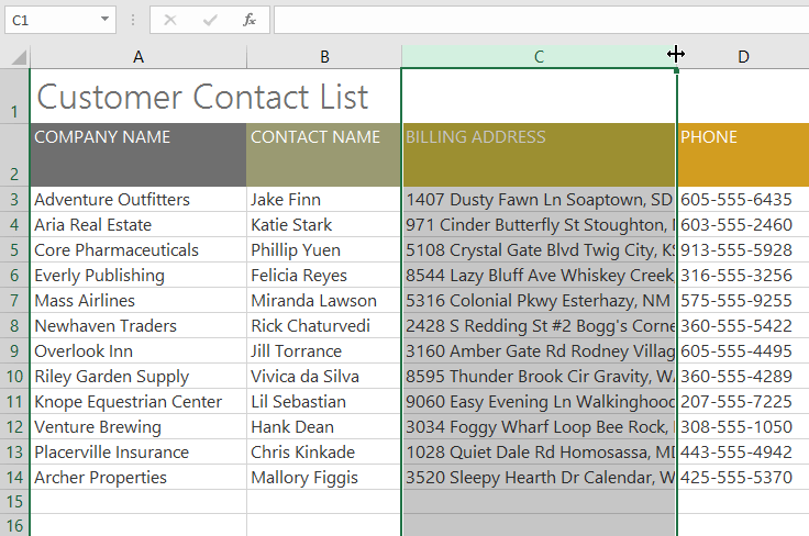 Excel 2016 Modifying Columns Rows and Cells