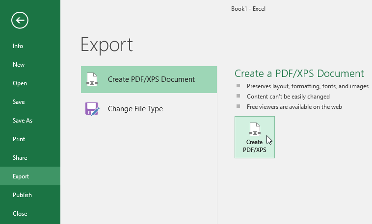 Exporting a PDF file