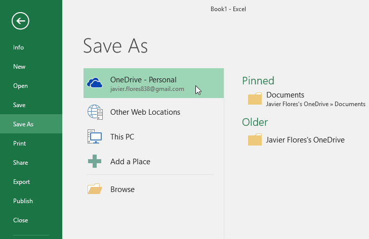 Excel Saving and Sharing Workbooks