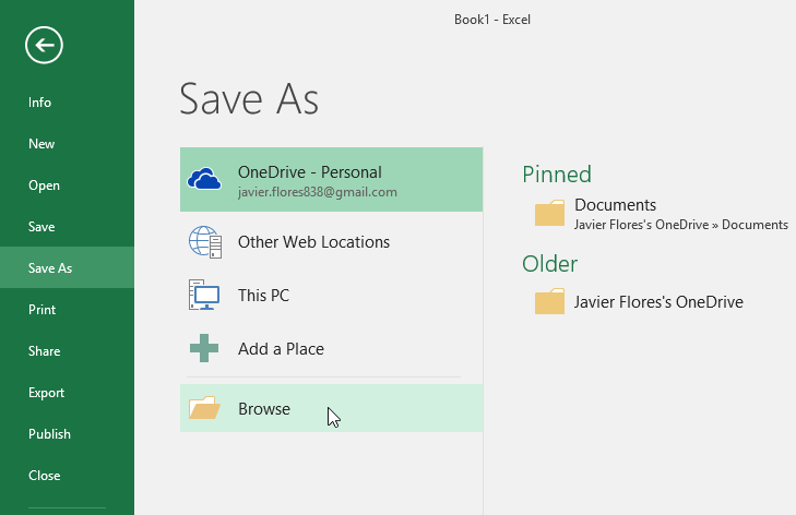 save excel template