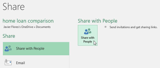Clicking Share with People