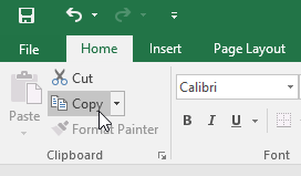 clicking the Copy command on the Home tab