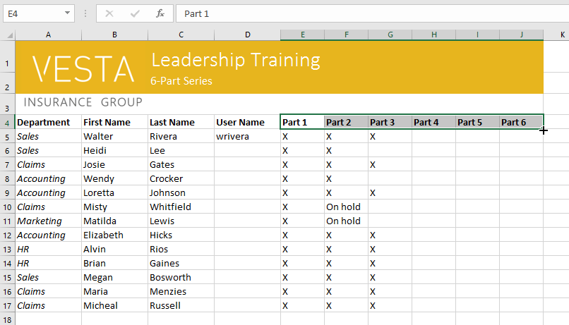 You Receive A Worksheet In Which The Rows Are Numbered