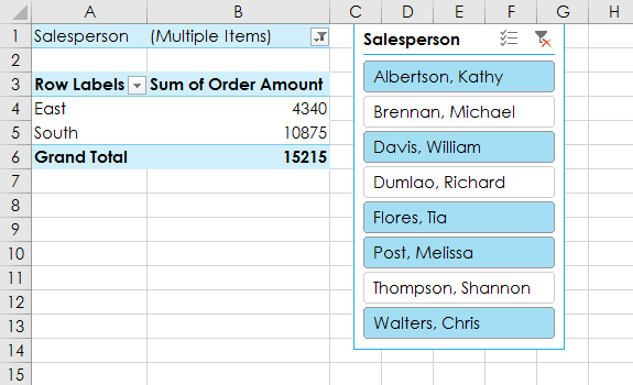 slicer dan PivotTable