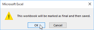 Clicking OK to save the workbook