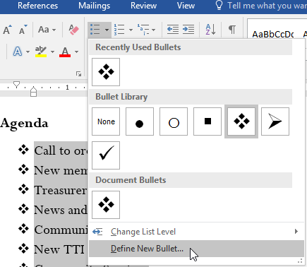 Menentukan bullets baru