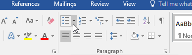 Mengklik panah drop-down bullets 