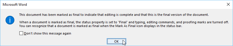 clicking OK to finalize your choice