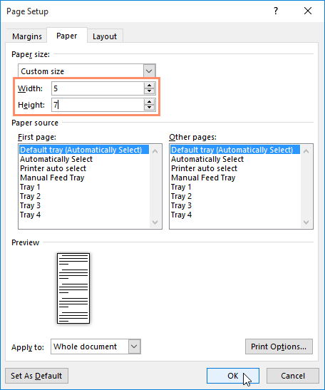 Adjusting page size