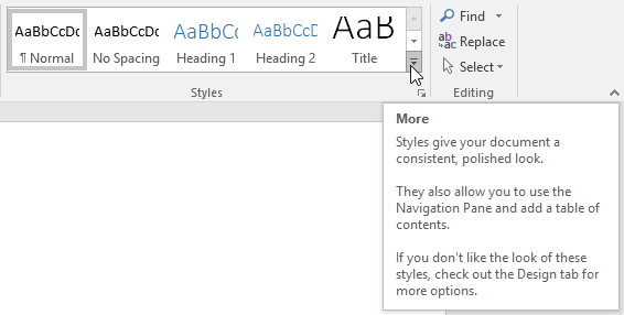 using styles in word 2016